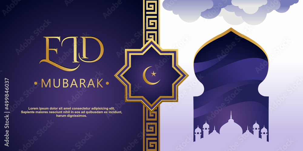 Fototapeta premium Eid Mubarak Background Design. Vector illustration suitable for greeting cards, posters and banners.