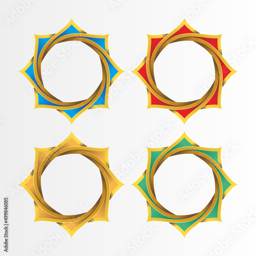 new realistic islamic octagonal shape gold color