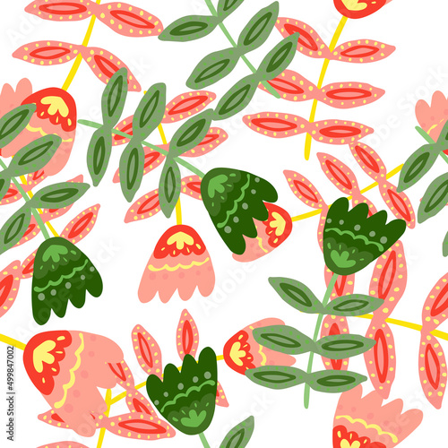 Folk art floral seamless pattern. Small flower wallpaper. Cute ditsy print.