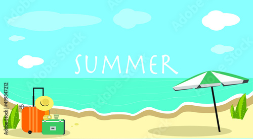 beautiful beach sea in summer vector pattern