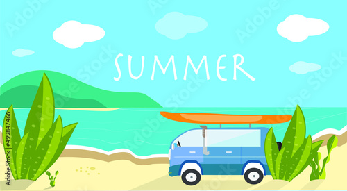 beautiful beach sea in summer vector pattern
