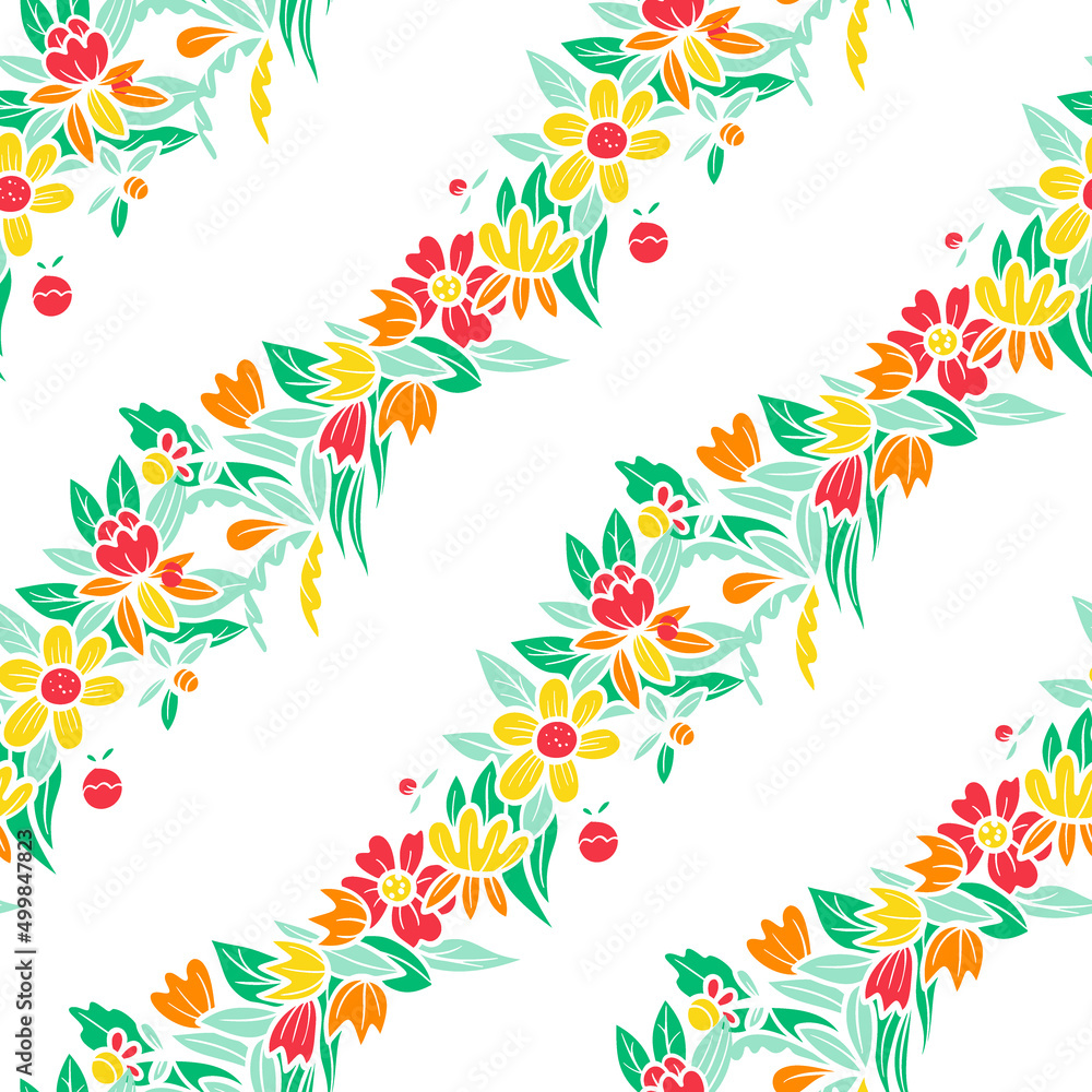 Seamless pattern  with flowers in doodle style.