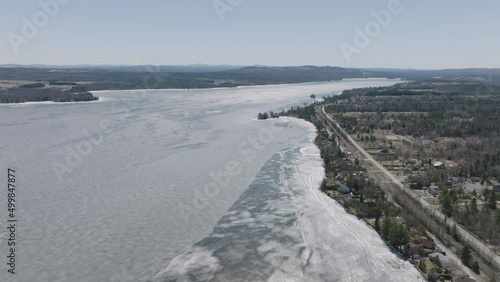 Wallpaper Mural Serene Panoramic View Of Lake Magog In Alberta, Canada - aerial shot Torontodigital.ca
