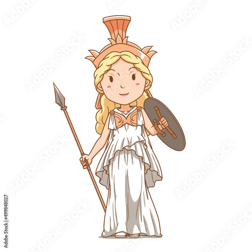 Cartoon character of Athena goddess. photo