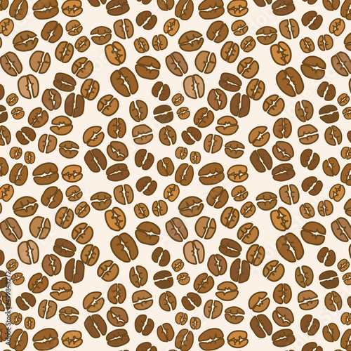 Seamless pattern background of hand drawn coffee bean 
