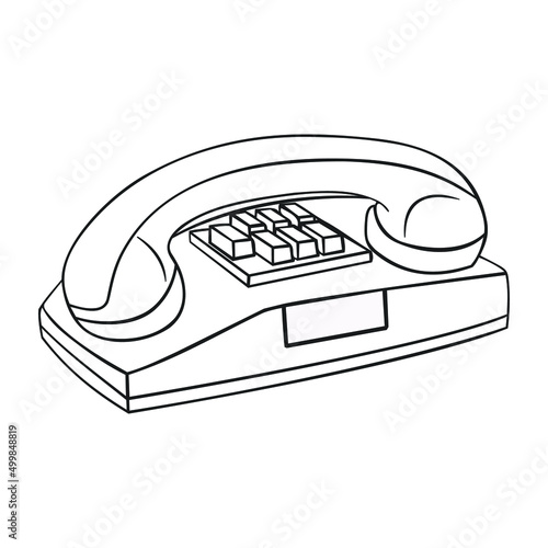 landline phone with buttons, cartoon pic, on an isolated background