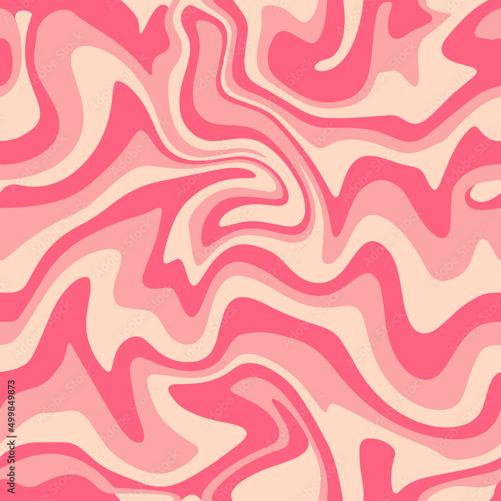 1970 Wavy Swirl Seamless Pattern in Pink and Beige Colors. Hand-Drawn  Vector Illustration. Seventies Style, Groovy Background, Wallpaper, Print.  Flat Design, Hippie Aesthetic. Stock Vector | Adobe Stock