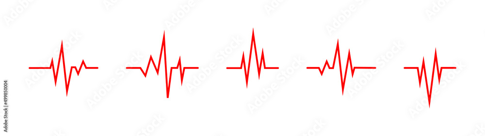 Heart bit line icon set. Heart beat pulse flat icon. Heartbeat vector icon. Heartbeat line with heart shape. Cardiogram line icon. Pulse icon. Vector graphic EPS 10