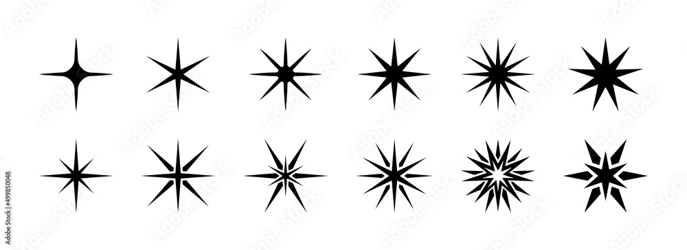 Black stars icon set. Different modern simple stars set. Star icon collection. Rating Star icon. Vector graphic EPS 10