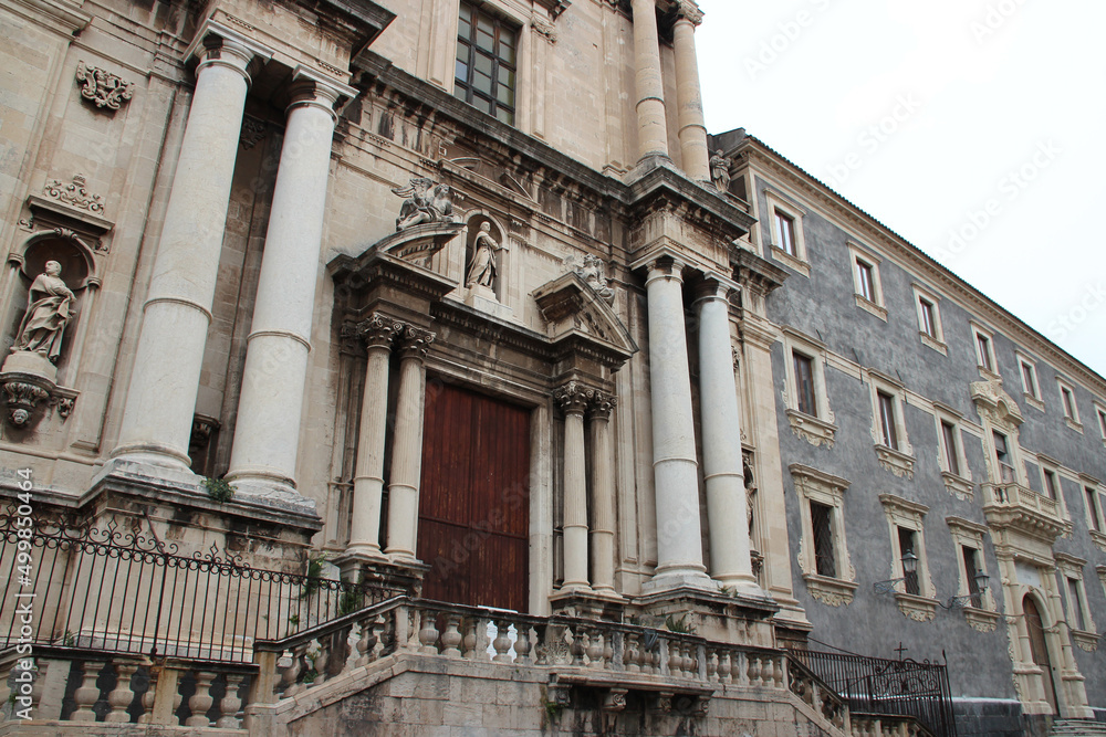 baroque church (san francesco borgia) and baroque palace (jesuit college) in catania (sicily - italy) 