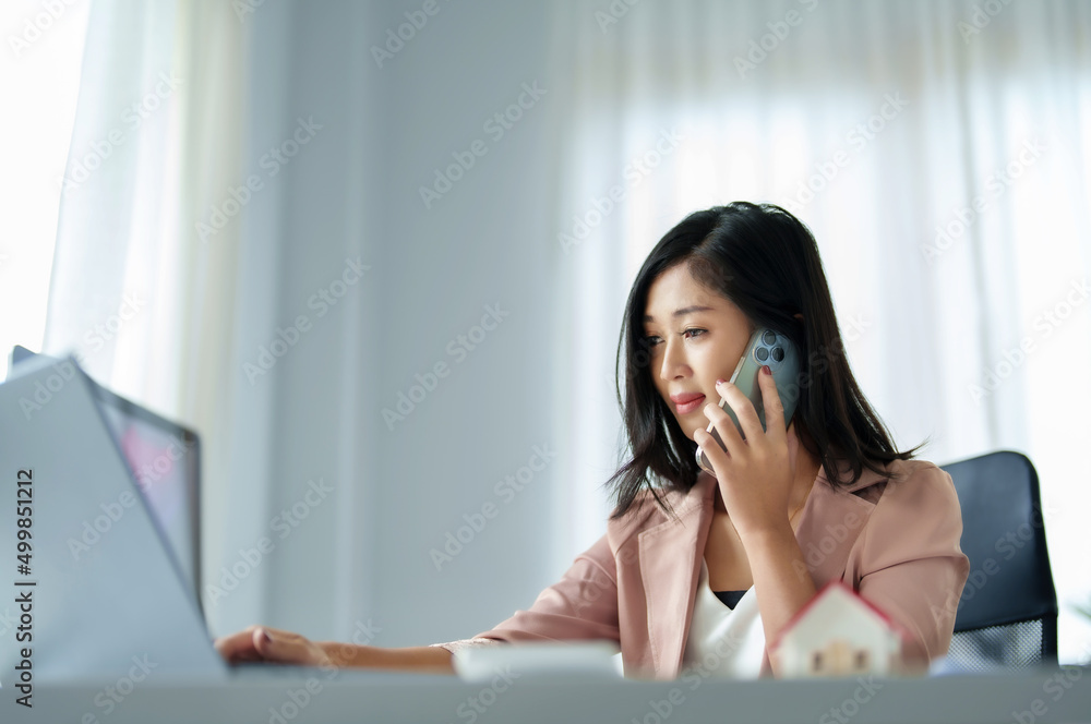 data analysis, plan, marketing, accounting, audit, Portrait of asian business woman holding smart phone of planning marketing using statistical data sheet to present marketing plan project at meeting. data analysis, plan, marketing, accounting, audit, Portrait of asian business woman holding smart phone of planning marketing using statistical data sheet to present marketing plan project at meeting.
