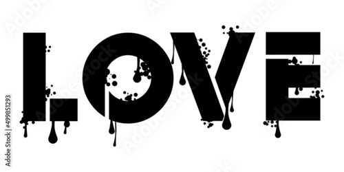 Love colored Graffiti tag. Abstract modern street art decoration performed in urban painting style.