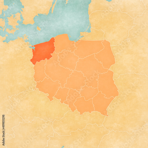 Map of Poland - West Pomerania