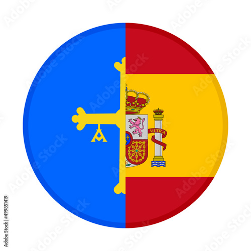 round icon with asturias and spain flags. vector illustration isolated on white background
