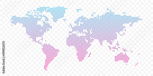 Vector world map infographic symbol. Blue pink circle gradient icon on transparent background. International global illustration sign. Design element for business, web, presentation, data report