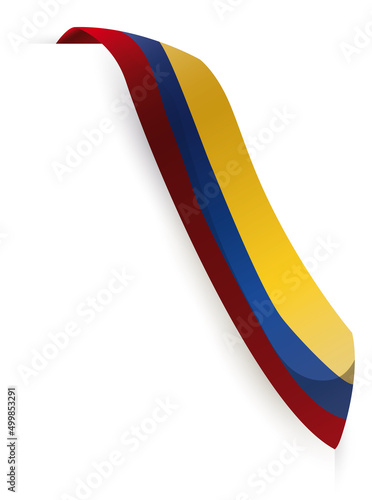 Patriotic Colombian flag over empty white space, Vector illustration