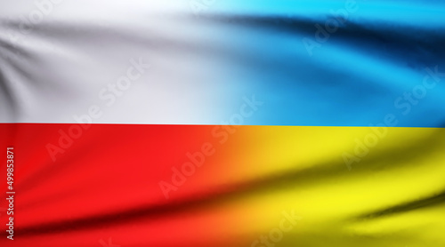 Polish and Ukrainian flag in the wind
