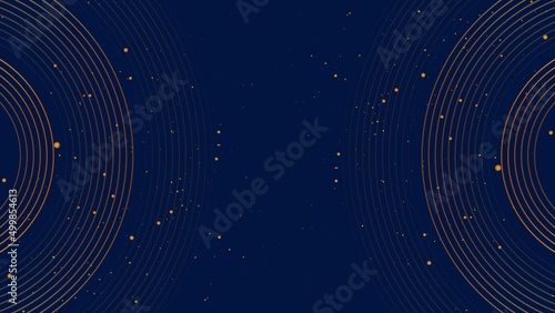 Golden linear circles and shiny dots abstract motion background. Seamless looping. Video animation Ultra HD 4K 3840x2160