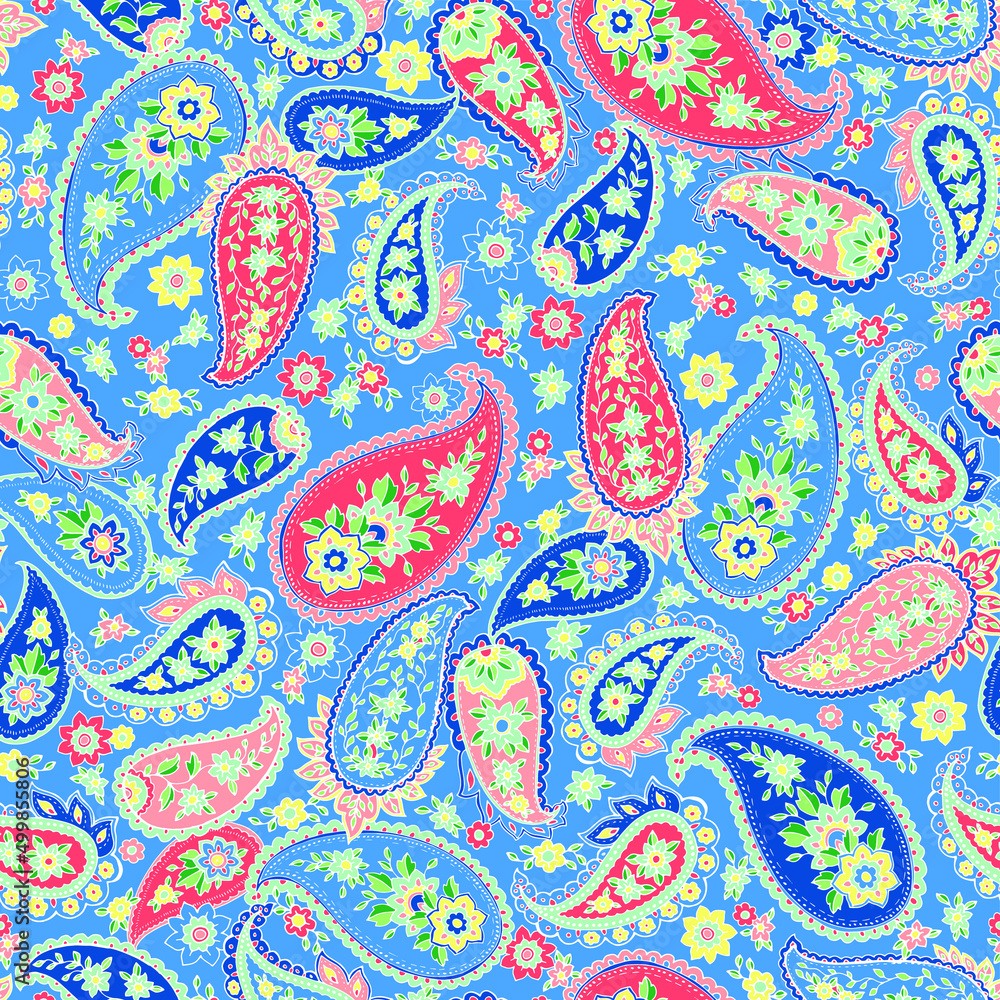 vector seamless graphical hand drawn outlined paisley pattern. Multicolor multidirectional ethnic allover design with small ditsy flowers. vector seamless graphical hand drawn outlined paisley pattern. Multicolor multidirectional ethnic allover design with small ditsy flowers.