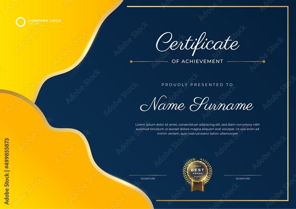 Modern blue certificate template and border, for award, diploma, and ...