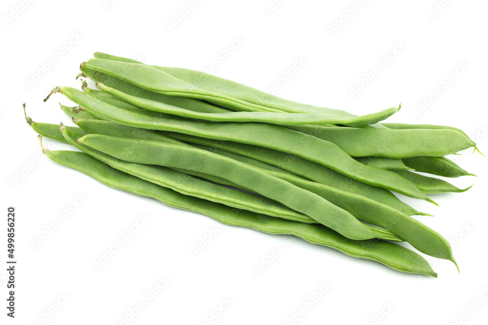 Pile of common pod beans, french bean (Phaseolus vulgaris) isolated on white background, flat pods green beans bunch Pile of common pod beans, french bean (Phaseolus vulgaris) isolated on white background, flat pods green beans bunch