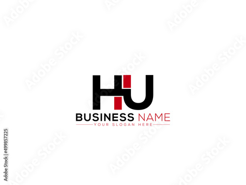 Minimalist HU Logo Icon, Creative Hu uh Logo Letter Vector Stock photo