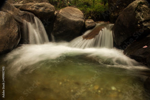 Long exposure photography of a beautiful landscape and a mountain river.