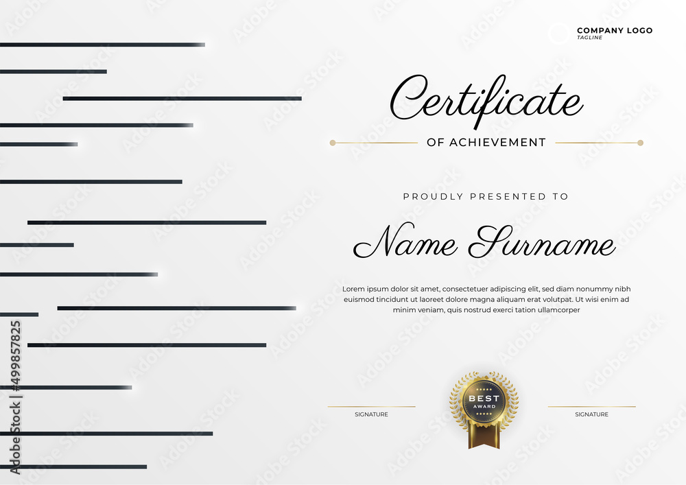 Modern White Blue Certificate Template And Border For Award Diploma