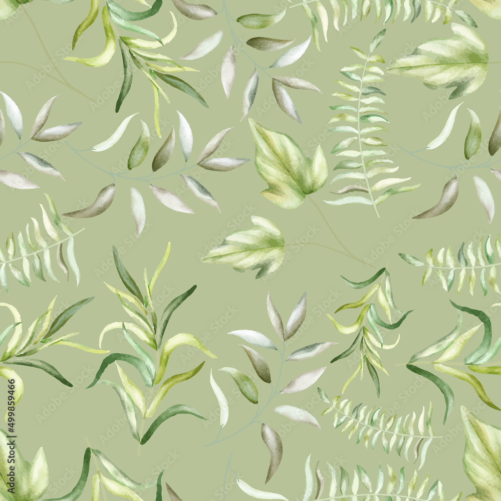 beautiful greenery leaves  seamless pattern design