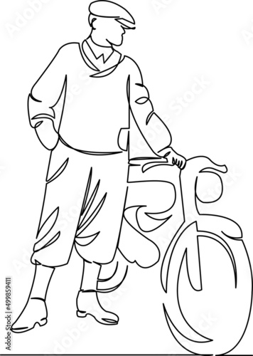 man with moped retro vintage
