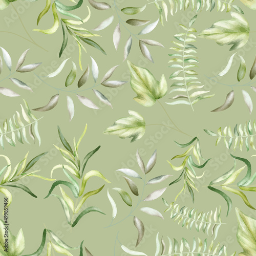 beautiful greenery leaves  seamless pattern design