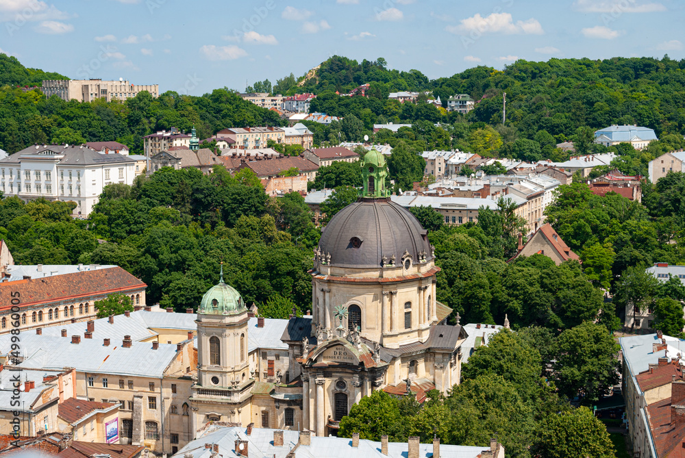 Panorama of Lviv city, Dominican Church
