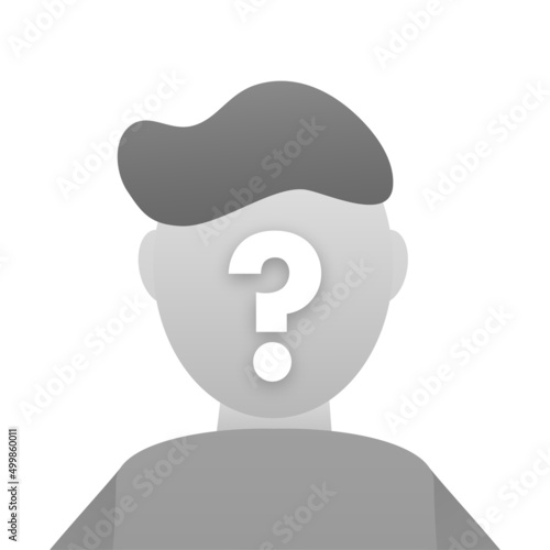 Unknown missing person. Mysterious strange man. Vector stock illustration.