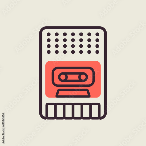 Vintage audio tape recorder vector icon