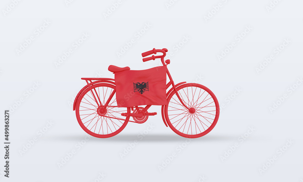 3d bycycle day Albania flag rendering front view 3d bycycle day Albania flag rendering front view