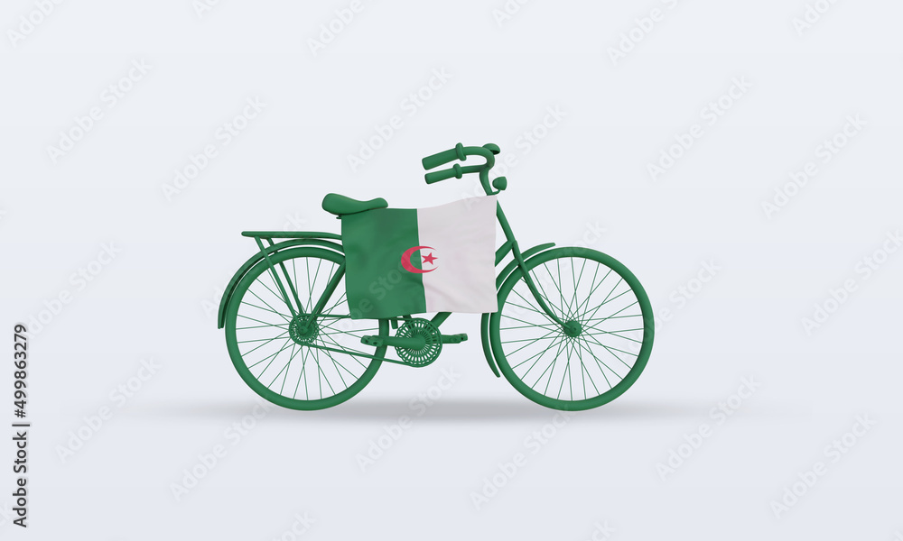 3d bycycle day Algeria flag rendering front view 3d bycycle day Algeria flag rendering front view