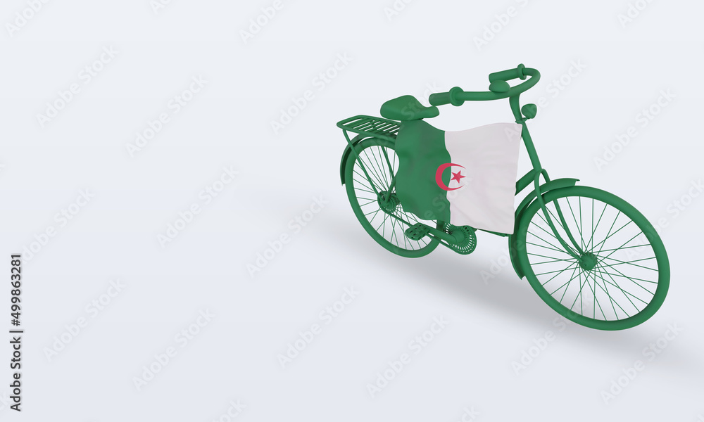 3d bycycle day Algeria flag rendering right view 3d bycycle day Algeria flag rendering right view