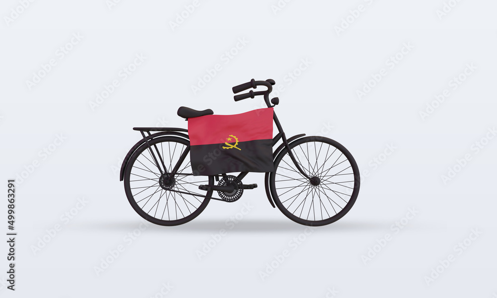 3d bycycle day Angola flag rendering front view 3d bycycle day Angola flag rendering front view