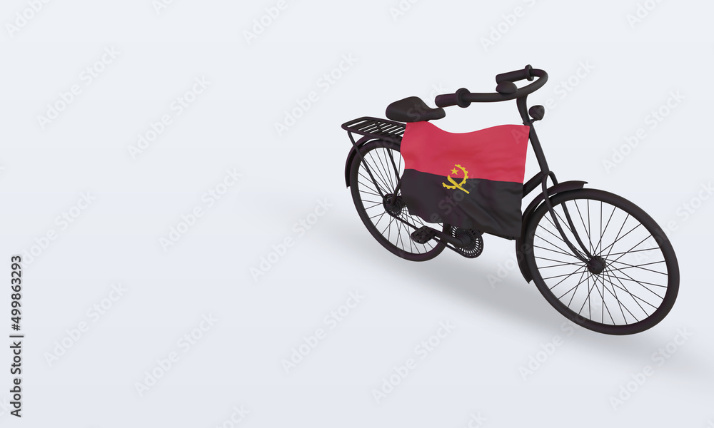 3d bycycle day Angola flag rendering right view 3d bycycle day Angola flag rendering right view
