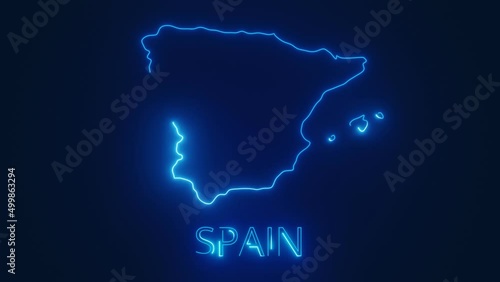 Spain glow map illustration. Rendering video and part of a series.
