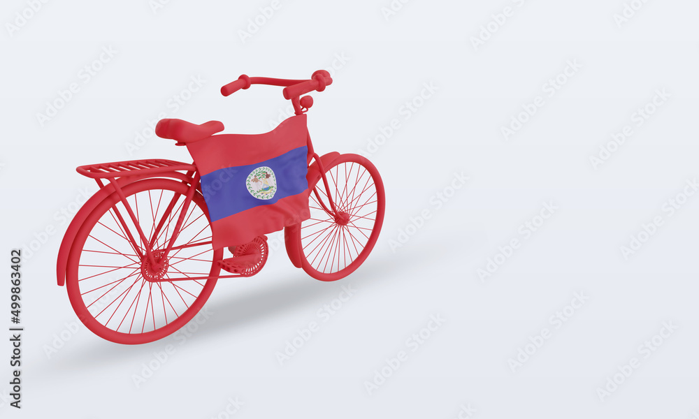 3d bycycle day Belize flag rendering left view 3d bycycle day Belize flag rendering left view