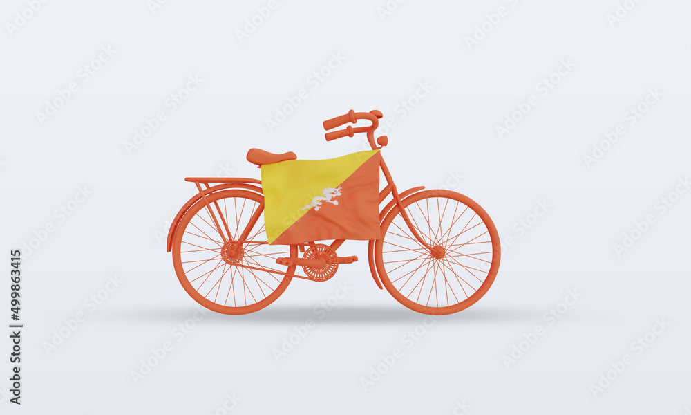 3d bycycle day Bhutan flag rendering front view
