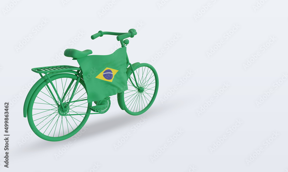 3d bycycle day Brazil flag rendering left view
