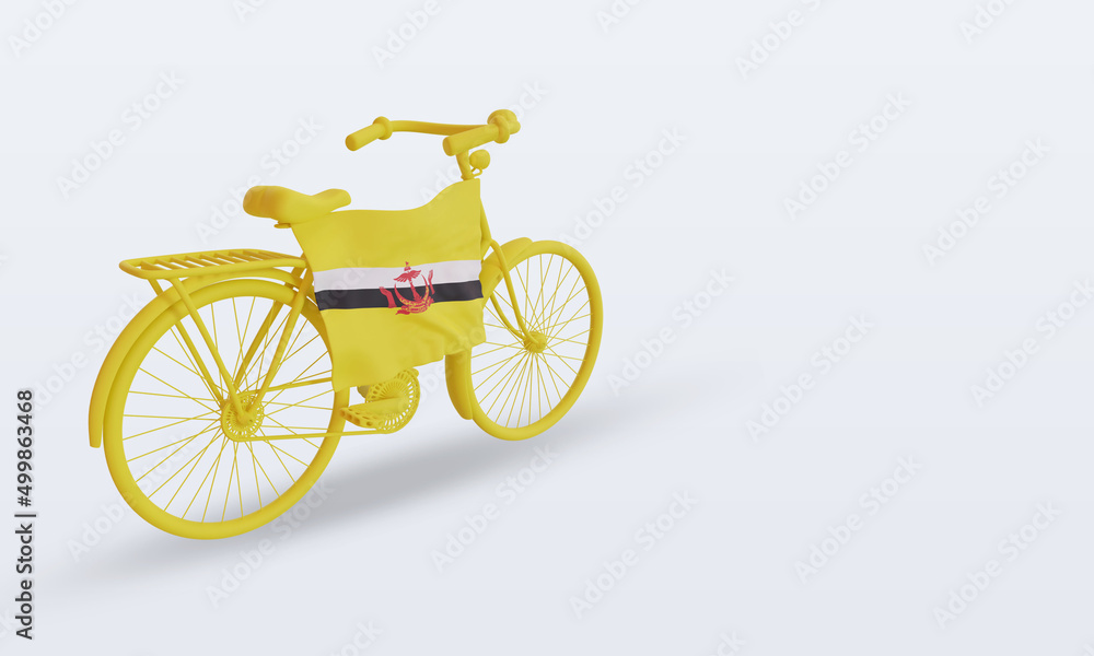 Fototapeta premium 3d bycycle day Brunei Darussalam flag rendering left view