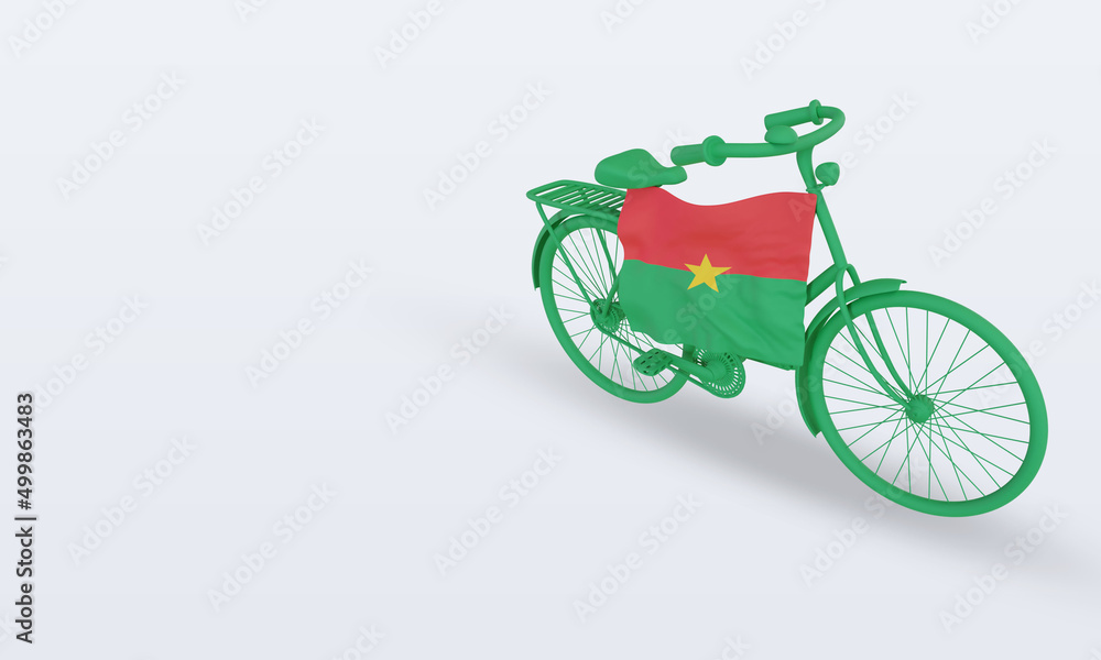 3d bycycle day Burkina Faso flag rendering right view