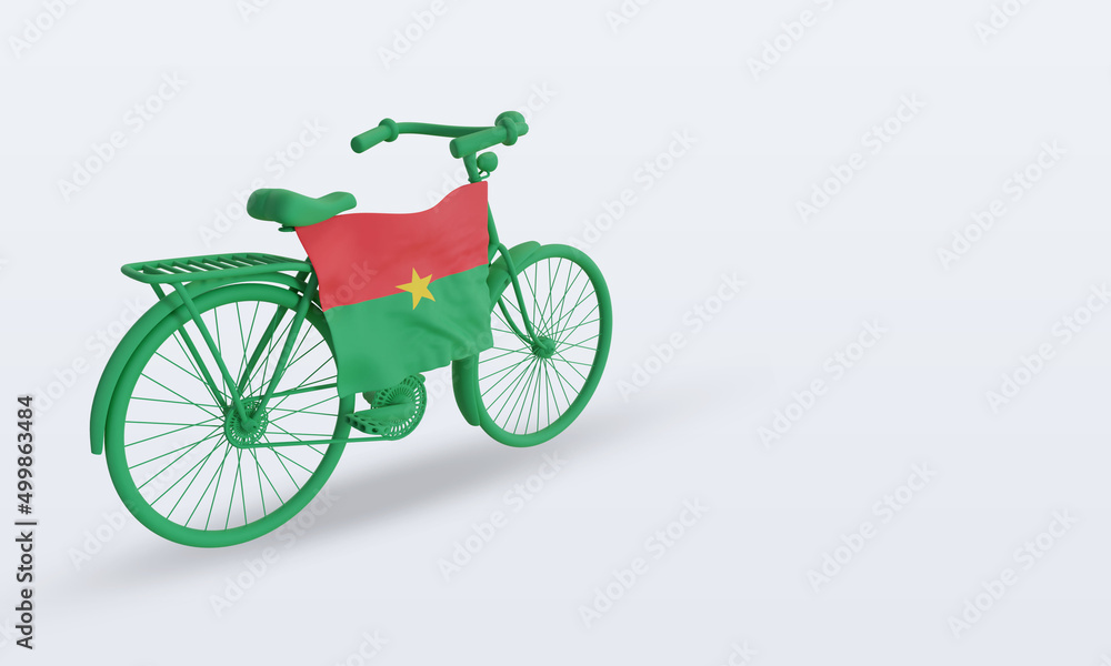3d bycycle day Burkina Faso flag rendering left view 3d bycycle day Burkina Faso flag rendering left view