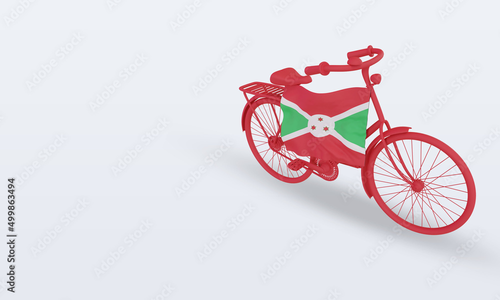 3d bycycle day Burundi flag rendering right view 3d bycycle day Burundi flag rendering right view