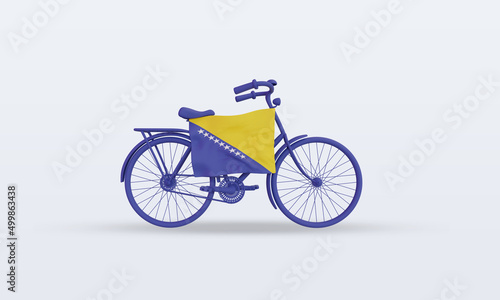 3d bycycle day Bosnia and Herzegovina flag rendering front view