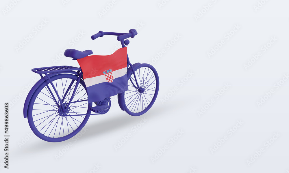 3d bycycle day Croatia flag rendering left view