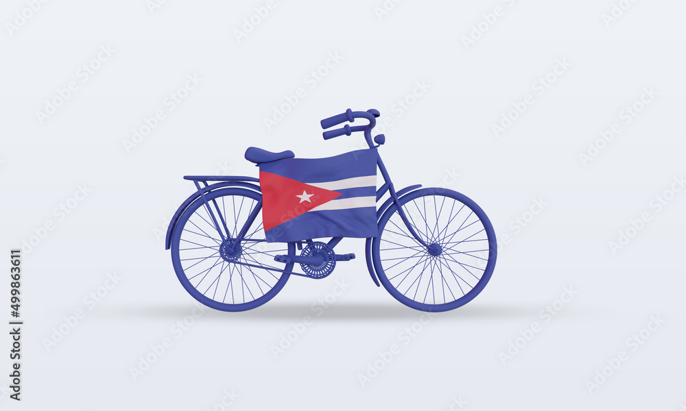 3d bycycle day Cuba flag rendering front view 3d bycycle day Cuba flag rendering front view